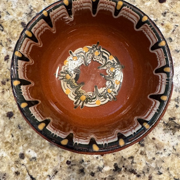 5" terracotta Handcrafted Ceramic Bowl with Earthy Tones Mexican - Picture 3 of 4